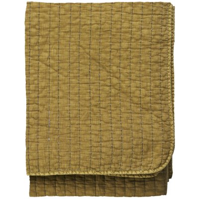MADAM STOLTZ Prešívaný prehoz Mustard gold / Grey 130 × 180 cm