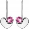 Evolution Group Strieborné srdiečkové náušnice s kryštálmi Swarovski 31299.3 Rose