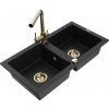 MEXEN/S MEXEN/S - Mario granitový drez 2-bowl vrátane batérie Duero, čierna 6504-77-671600-50