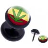Šperky eshop - Fake piercing do ucha z ocele - rasta farby a konopný list PC35.11