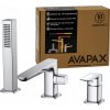 Vaňová batéria na okraj vane, 3-otvorová, stojaca, so sprchou, strieborná Avapax