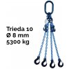 Reťazový záves,oko-4hák, skracovač, nosnosť 5300/3750 kg, G10-8, Certifikát 5300 / 3750 kg 1,5 m Modrá