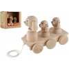 Teddies Tri psy ťahacie prírodné drevo 22cm v krabici 22x18x12cm