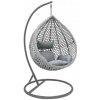 Ratanové závesne hojdacie kreslo Cosy s poduškou Farba: Hnedá s hnedými vankúšikmi kreslo do záhrady hojdacie vajíčko s vankúšikmi