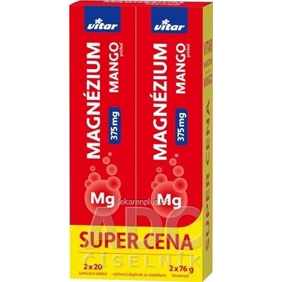 VITAR MAGNÉZIUM 375 mg DUOPACK tbl eff s príchuťou manga 2x20 40 ks