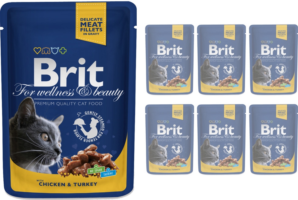 Brit cat Premium s kuracím a morčacím mäsom 12 x 100 g