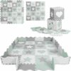 Ricokids Penové puzzle na zem 151x151cm 16 ks šedá a mätová