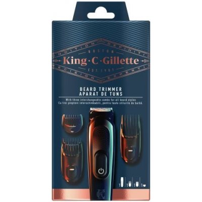 Gillette King C. Beard Trimmer sada zastrihávač fúzov 1 ks + vymeniteľné nadstavce 3 ks + čistiaca kefka 1 ks pre mužov