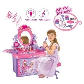 G21 Detský kozmetický stolík so zrkadlom a zvukmi ružový