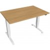 Pracovný stôl Motion, ZO, 3S, 120x61 - 128x80 cm, dub/biela - 1 kus - 1 KS - základné - 60 mesiacov - 80 cm - elektrický polohovateľný - stôl - Hobis - 120 cm - Motion - 60,5 - 129,5 cm - dub/biela HO