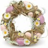 DECOLED Veľkonočný veniec na dvere 24 × 8 cm, staré ružové vajíčka a sedmokrásky, plastový, vonkajší