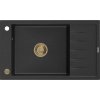 MEXEN/S MEXEN/S - Elias granitový drez 1 s odkvapkávačom 795 x 480 mm, čierna / strieborný metalik, + zlatý sifón 6511791005-73-G