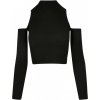 Ladies Rib Knit Cut Out Sleeve Longsleeve - black XS