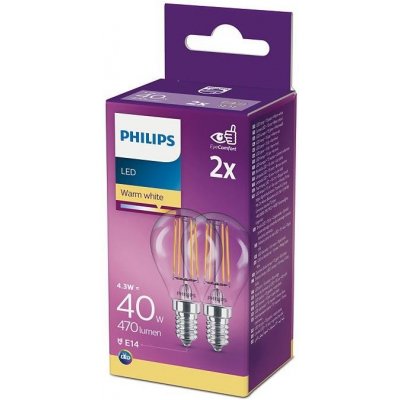 Philips SADA 2x LED Žiarovka Philips P45 E14/4,3W/230V 2700K P4317 + záruka 5 rokov zadarmo