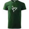 Husľový kľúč srdce - Tričko extra veľké (5-8XL) - 5XL ( Fľaškovozelená )
