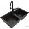 MEXEN/S MEXEN/S - Tomas granitový drez 2-bowl vrátane batérie Savita, čierna/zlatá metalik 6516-75-672601-70-B