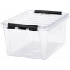 Úložný box, plastový, 32 l, čierne úchytky, SMARTSTORE Classic 31, priehľadný