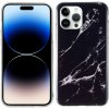 Gumený kryt MARBLE na iPhone 14 Pro Max - Čierna