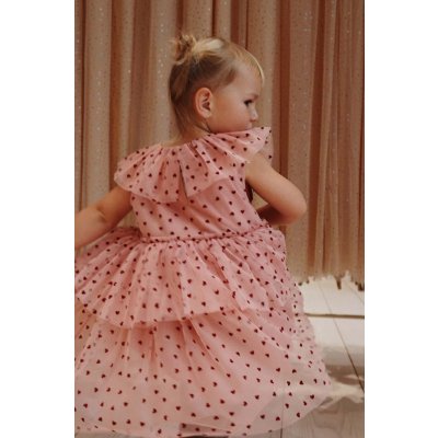 Dievčenské šaty Konges Sløjd ružová farba mini áčkový strih