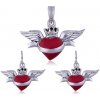 Šperky eshop - Set zo striebra 925 - červené okrídlené srdce so šerpou R14.14