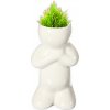 Happy Bonsai LOVE-2 Keramický kvetináč MUŽÍK so živou bonsai trávou 9 x 5 x 5 cm, biely
