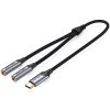 Vention USB-C Male to Dual 3.5mm Jack Earphone Adapter 0.3m Gray Aluminum Alloy Type BGNHY