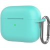 AppleKing silikónový ochranný obal s karabínou pre AirPods Pro 2 (2022) s konektorom Lightning - tyrkysový - možnosť vrátiť tovar ZADARMO do 30tich dní