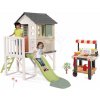 Set domček na pilieroch a stánok s občerstvením House On Stilts Life Smoby rozšíriteľný s 1,5 m šmykľavkou s vodotryskom