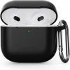 AppleMix Puzdro pre Apple AirPods 4 + karabína - silikónové - čierne