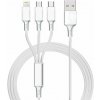 Mobilnet KAB-0224-3V1-SIVYX) 3v1 Micro USB/Lightning/USB-C/USB, 1,2m, sivý