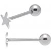 Šperky eshop - Piercing do jazyka, oceľ 316L striebornej farby, päťcípa hviezda AB11.03