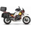 SHAD Kompletná sada sedlových brašní SHAD TERRA TR40 adventure a hliníkového vrchného kufra SHAD TERRA BLACK 48L vrátane montážnej sady SHAD MOTO GUZZI V 85 TT