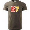 67 - čísla - Klasické pánske tričko vyššej gramáže - 2XL ( Army )