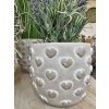 Parlane Šedý antik cementový obal na kvetináč s 3D srdiečkami Conc Heart M - Ø 14*12cm - Parlane