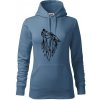 Geometria - vlk - vyjúci - Mikina dámská Cape s kapucí - XL ( Denim )