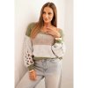 Dámsky pruhovaný sveter s vrkočmi khaki Made in Italy Vojenska zelená