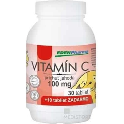 EDENPharma VITAMÍN C 100 mg príchuť jahoda tbl 30+10 zadarmo