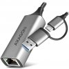 AXAGON adaptér USB-A + USB-C na GLAN(RJ-45) / ADE-TXCA / USB 3.2 Gen1 / 15cm / kovové telo