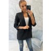 Fashionweek Talianske Elegantné sako blejzer s riasenými rukávmi K9709 Čierna