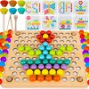 DREVENÁ EDUKAČNÁ HRA PUZZLE GULE MOZAIKA HRAČKA NA TRIEDENIE KORÁLKY MONTESSORI