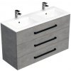 Kúpeľňová skrinka s čiernou úchytkou a umývadlom SAT Cube Way 120x76,5x46 cm betón mat CUBE46C1203BEMOD