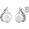 Silvego Strieborné náušnice Niale s pravou perlou a Brilliance Zirconia LPS19104EW