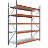 Majster Regál Kovový regál LONGSPAN 250x185x60-5-Metal, Modrá/Oranžová