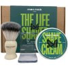 MenRock, The Life Shaver Sicilian Lime sada krém na holenie 100 ml + štetka na holenie + stojan na štetky