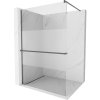 Mexen Kioto+, sprchová zástena Walk-In s poličkou a vešiakom 140 x 200 cm, 8mm číre sklo-námraza, grafitový profil, 800-140-121-95-35