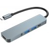 ENKAY 5v1 hub - HDMI / 3,5 mm jack / USB-C / 2x USB-A na USB-C - šedý - možnosť vrátiť tovar ZADARMO do 30tich dní