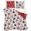 Faro · Vianočné bavlnené posteľné obliečky – motív Tučniaky a snehové vločky - 100% bavlna - 70 x 90 cm + 140 x 200 cm