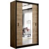 | Šatní skriňa MIRO 150x215 cm dub craft/čierna so zrkadlom | MT0019