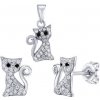 Silvego Strieborná súprava šperkov mačka Bessie s Brilliance Zirconia - náušnice a prívesok MW01038S