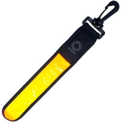 Reflexná páska + LED PL-1P02, so zapínaním na karabínku, žltá